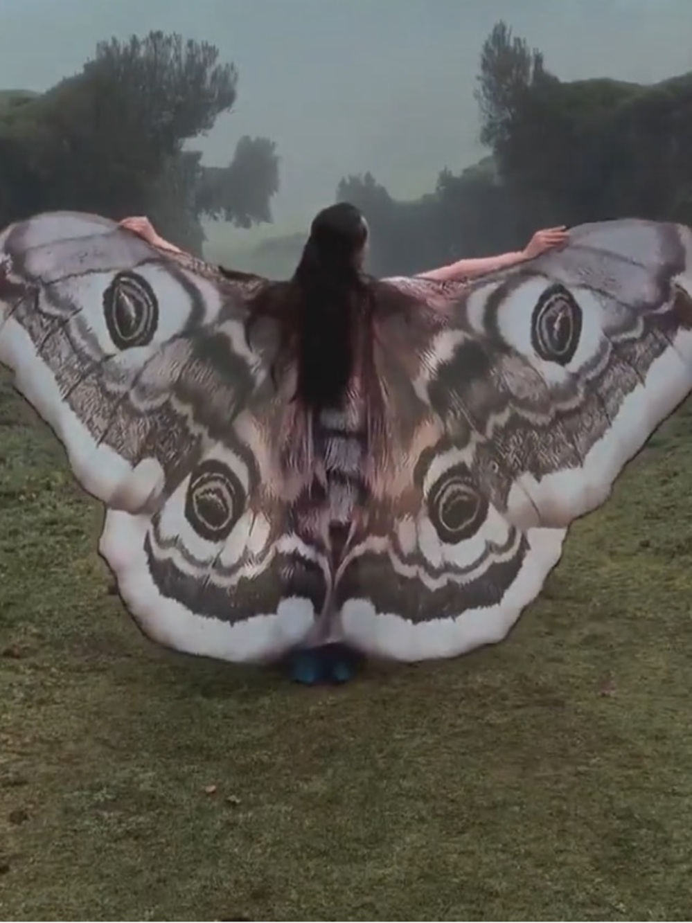 BURNING MAN OUTFIT IDEA Butterfly Moth Wing Kimono in Taupe & Cream - Picture 3 of 5